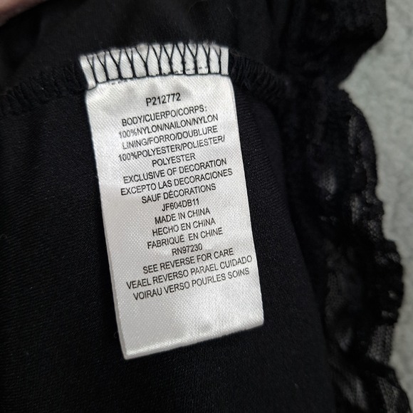 Lace Corset Top XL Mesh Lace Long Sleeve with Cups– Black Crop Whimsigoth - Picture 6 of 8